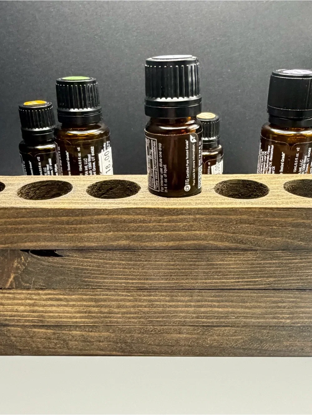 Handmade Wooden Essential Oil Bottle Holder **Oils not included